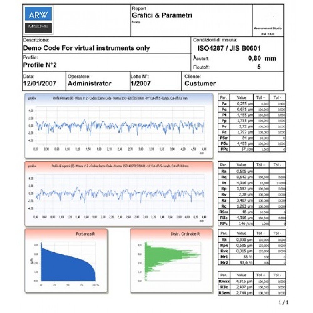 Software Rugosimetro ARW-25